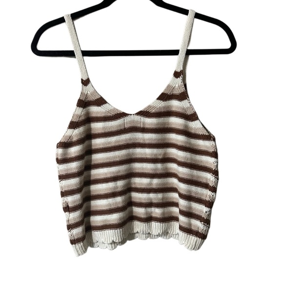 Major Label Group Cream and Brown Knit Crop Tank Top - Picture 2 of 4